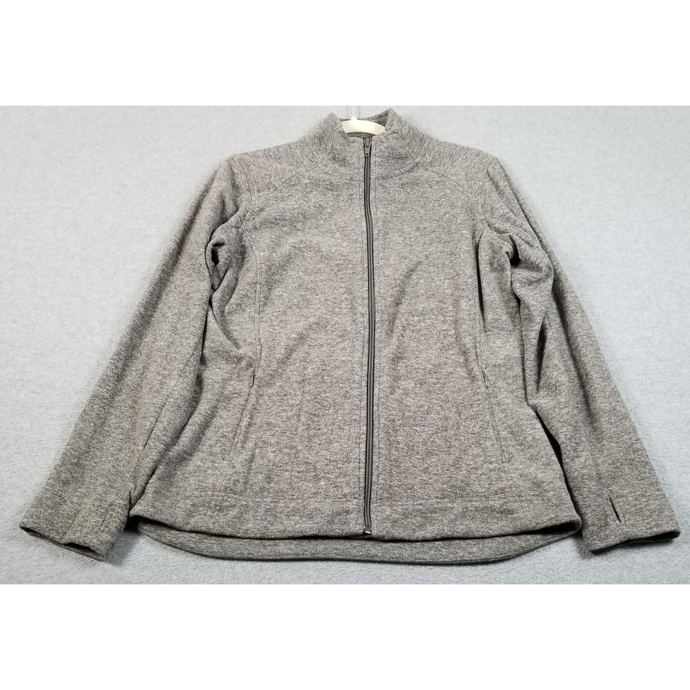 Duluth Trading Fleece Jacket Womens M Medium Gray Full Zip Long Sleeves Winter